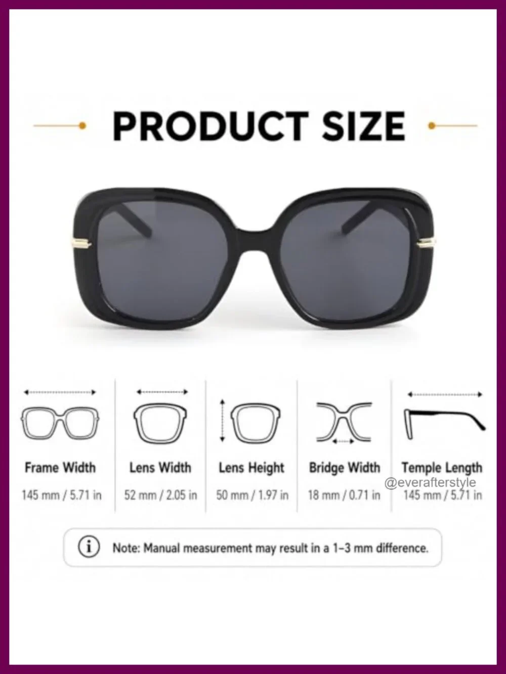 Oversized Square Sunglasses UV400 Thick Frame Women Men